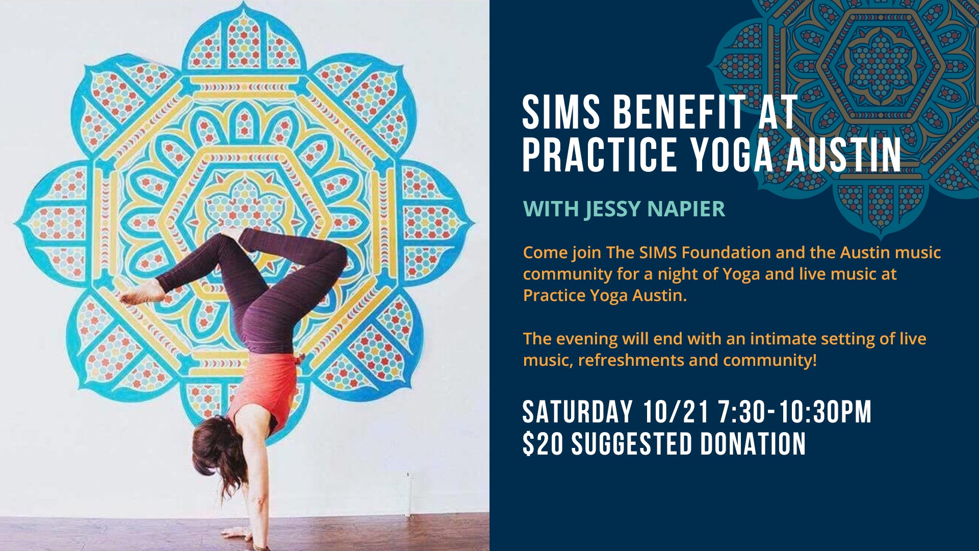 Sims Benefit at Practice Yoga Austin
